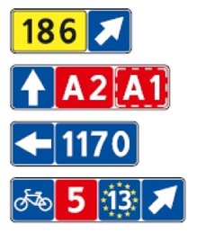 Kelio arba dviračių trasos numeris ir kryptis